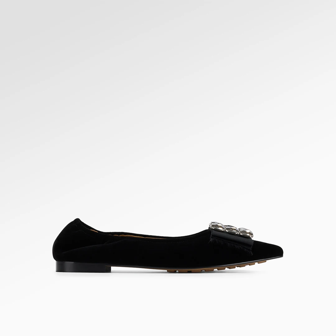 2024年秋季法式芭蕾单鞋平底蝴蝶结水钻女鞋3011