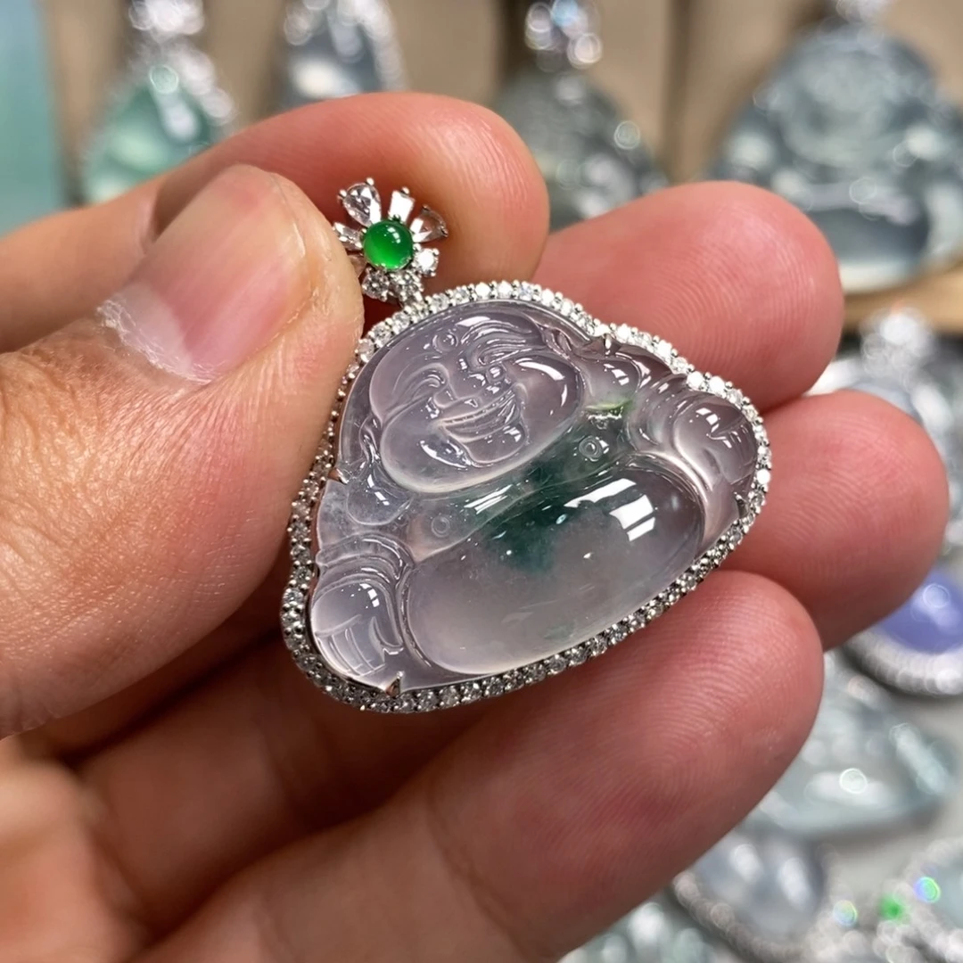 翡翠吊坠(不含链)18K金镶嵌