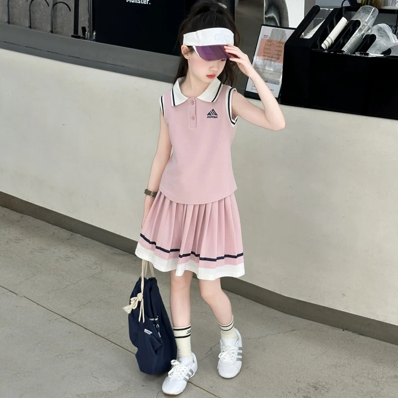 女童夏季套装2025新款儿童运动中大童女孩休闲学院女童夏装套装