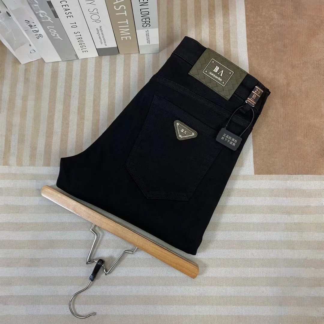 蒂斯派尔欧货高端秋冬季新款纯黑色牛仔裤男士商务弹力休闲长裤