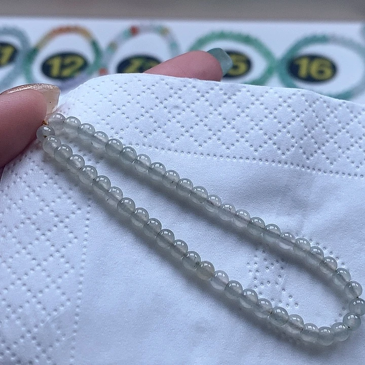 翡翠未镶嵌手链圆珠3.8