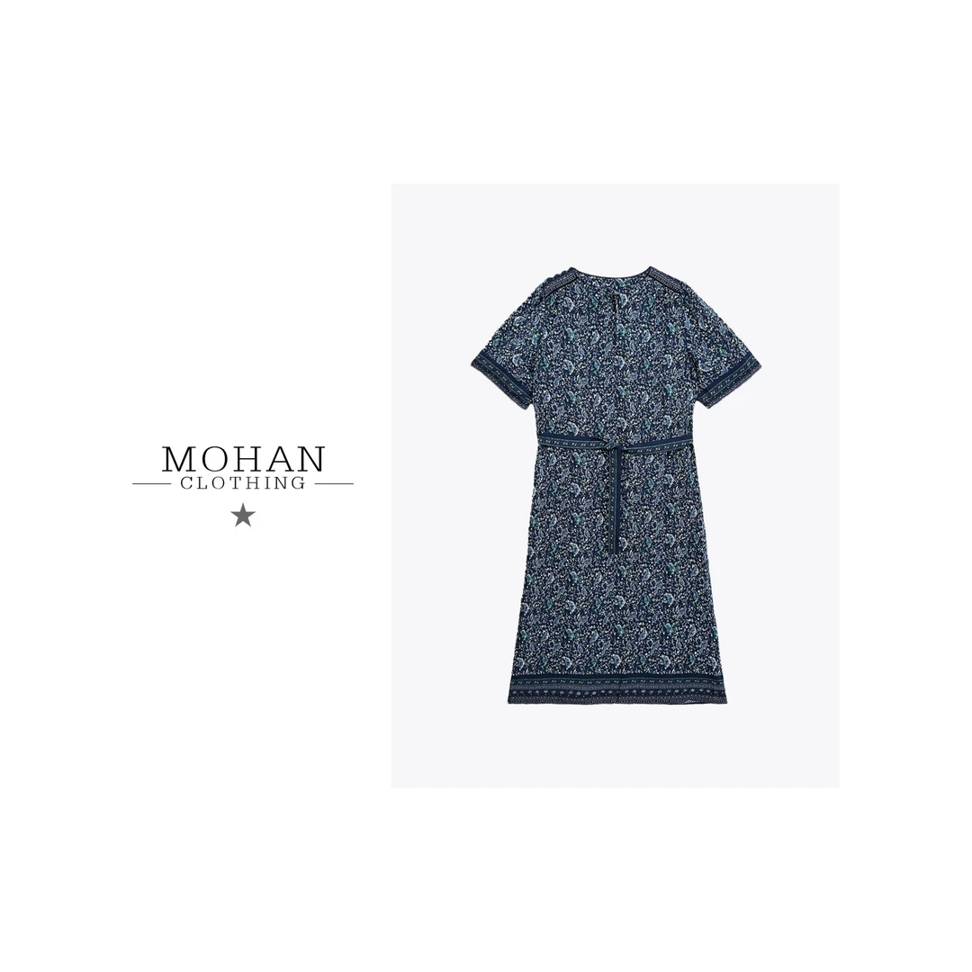CLOTHING/墨含高奢时尚清新优雅气质收腰显瘦碎花连衣裙WJ728-1