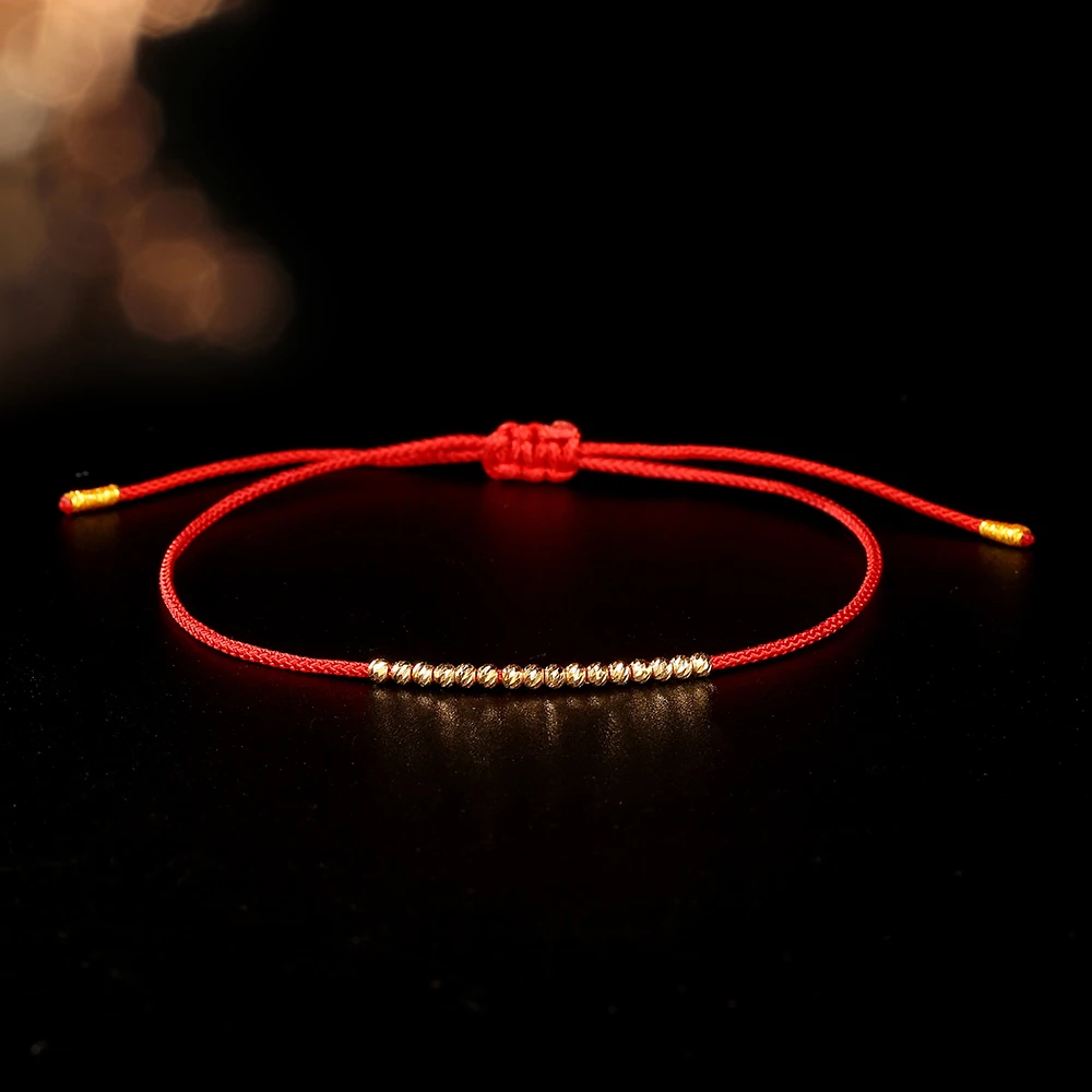 【小洁专属】通体18k金蹦迪珠爆闪红绳手链