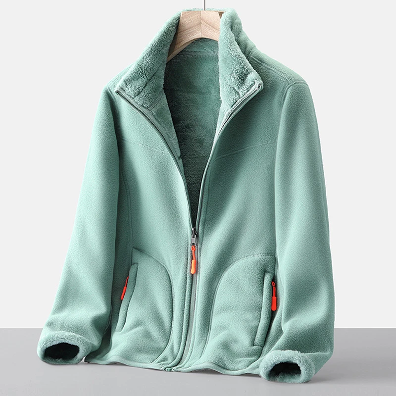 两面穿摇粒绒女珊瑚绒抓绒衣男秋冬季加绒加厚摇粒绒外套