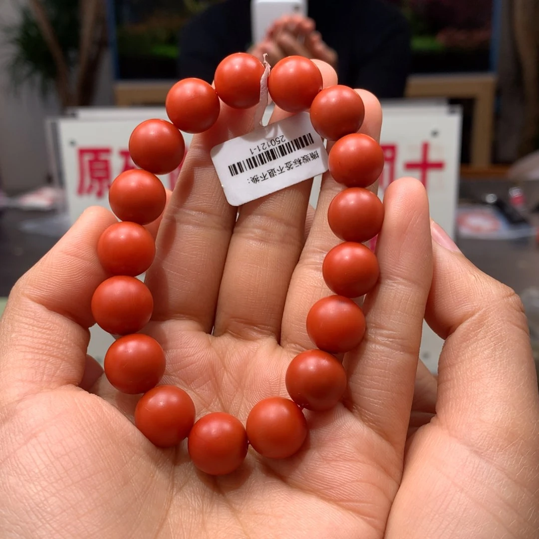 南红玛瑙12mm啊东寨老南红单圈手串未镶嵌