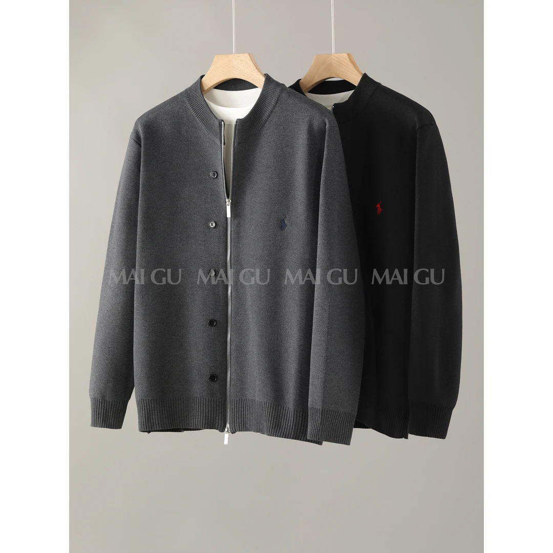 【MAIGU】【简约主义纽扣装饰】秋季极简高级感拉链针织开衫刺绣外套