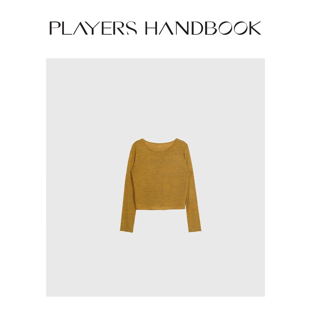 Players Handbook《花生酱》亚麻混纺短款针织休闲长袖t PH1790