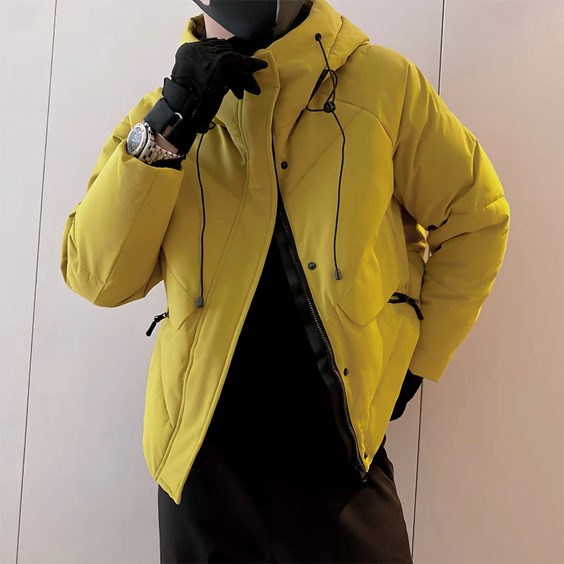 男士高端柠檬黄棉衣秋冬季2025新款男款高级感痞帅棉服外套帅棉袄
