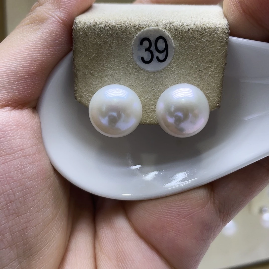 淡水珍珠银S925镶嵌耳饰