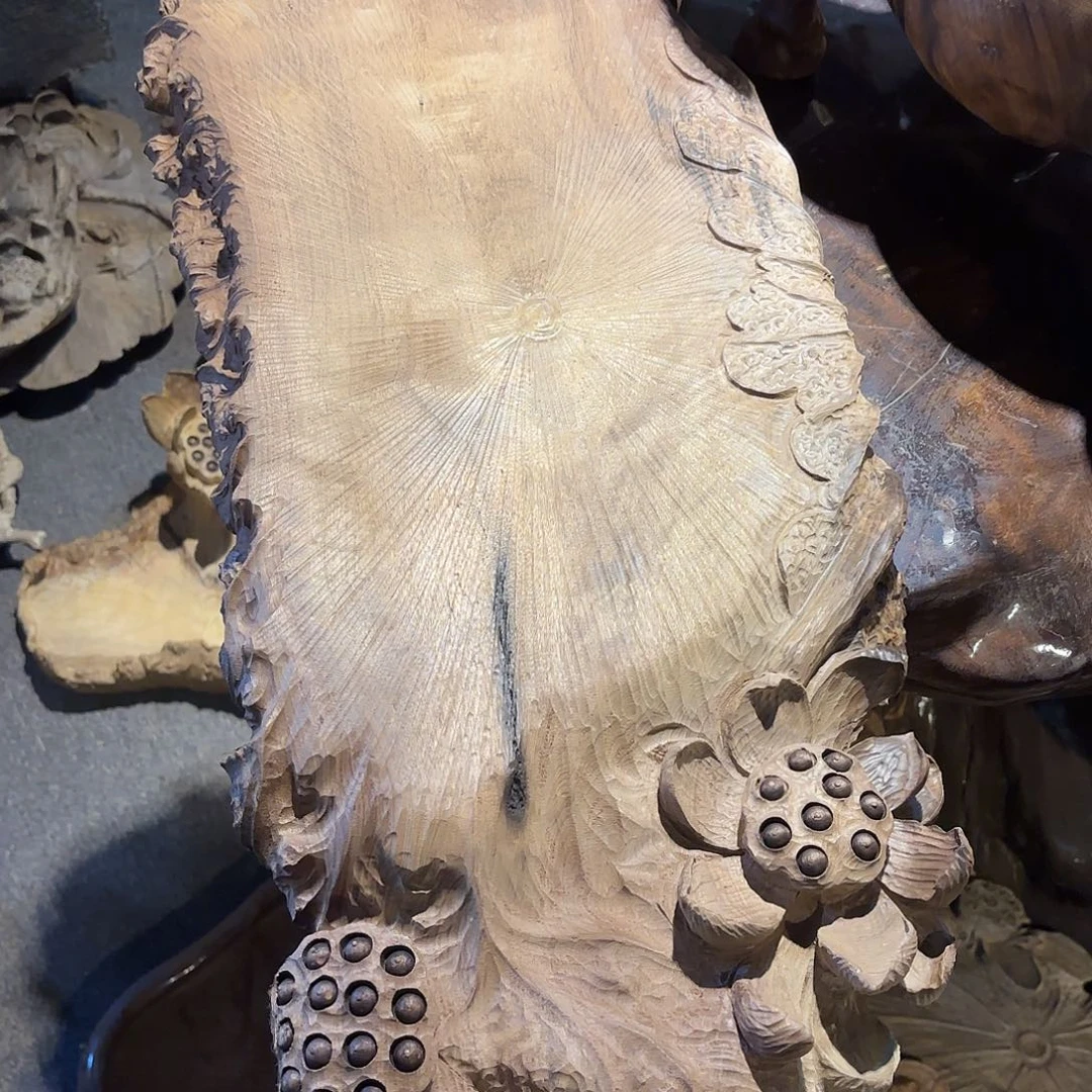 金丝楠金丝楠木荷花茶盘