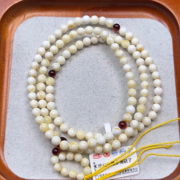 琥珀未镶嵌珠宝奇石M122号4.8+瓷白多圈