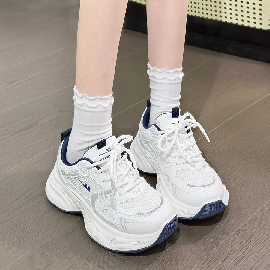 回力雾霾蓝厚底老爹鞋女2025新款透气休闲鞋子百搭轻便舒适运动鞋