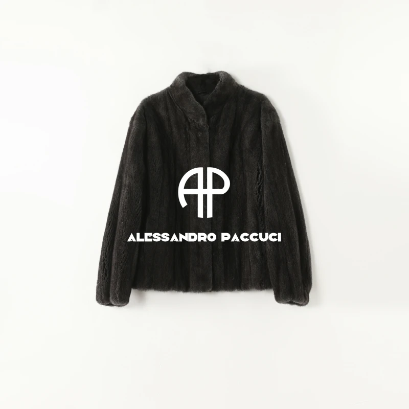 SAGA✖AP洛哥54068CS/-1【繁星灰】进口水貂+桑蚕丝里衬抽刀皮草外套