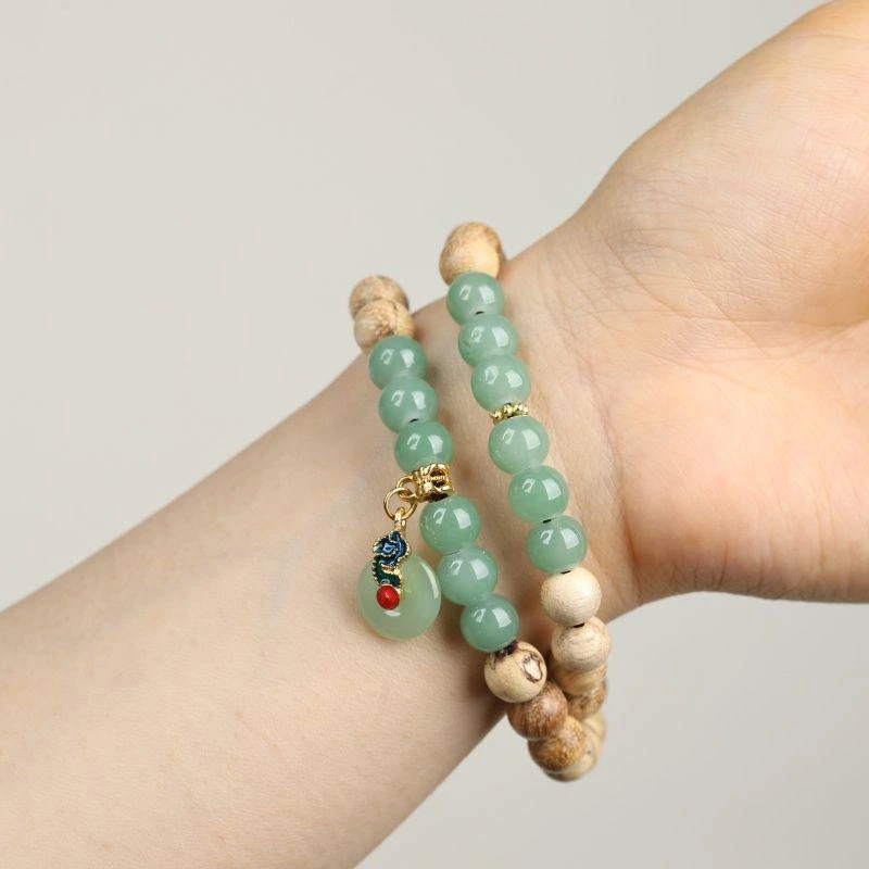 黄花梨奶香木 平安扣款 双圈手串（无礼盒）212