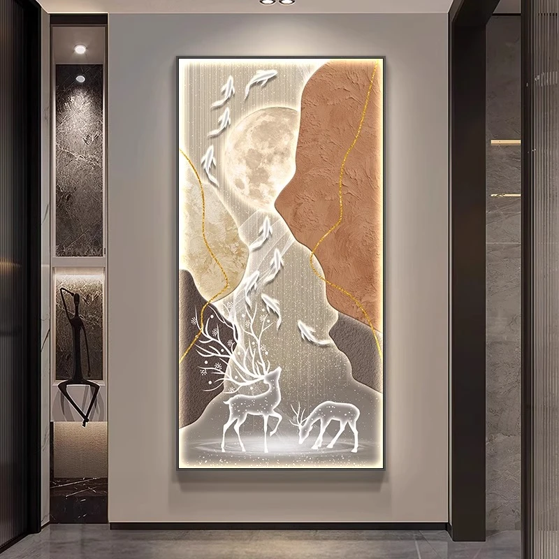 入户正对门旺运玄关装饰画九鱼图走廊过道壁画2025年新款高端挂画
