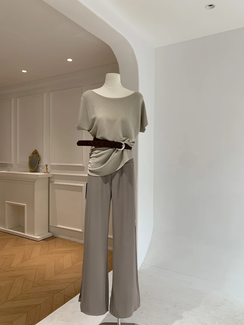 设计感圆领针织收腰上衣【萍萍批发店2277】