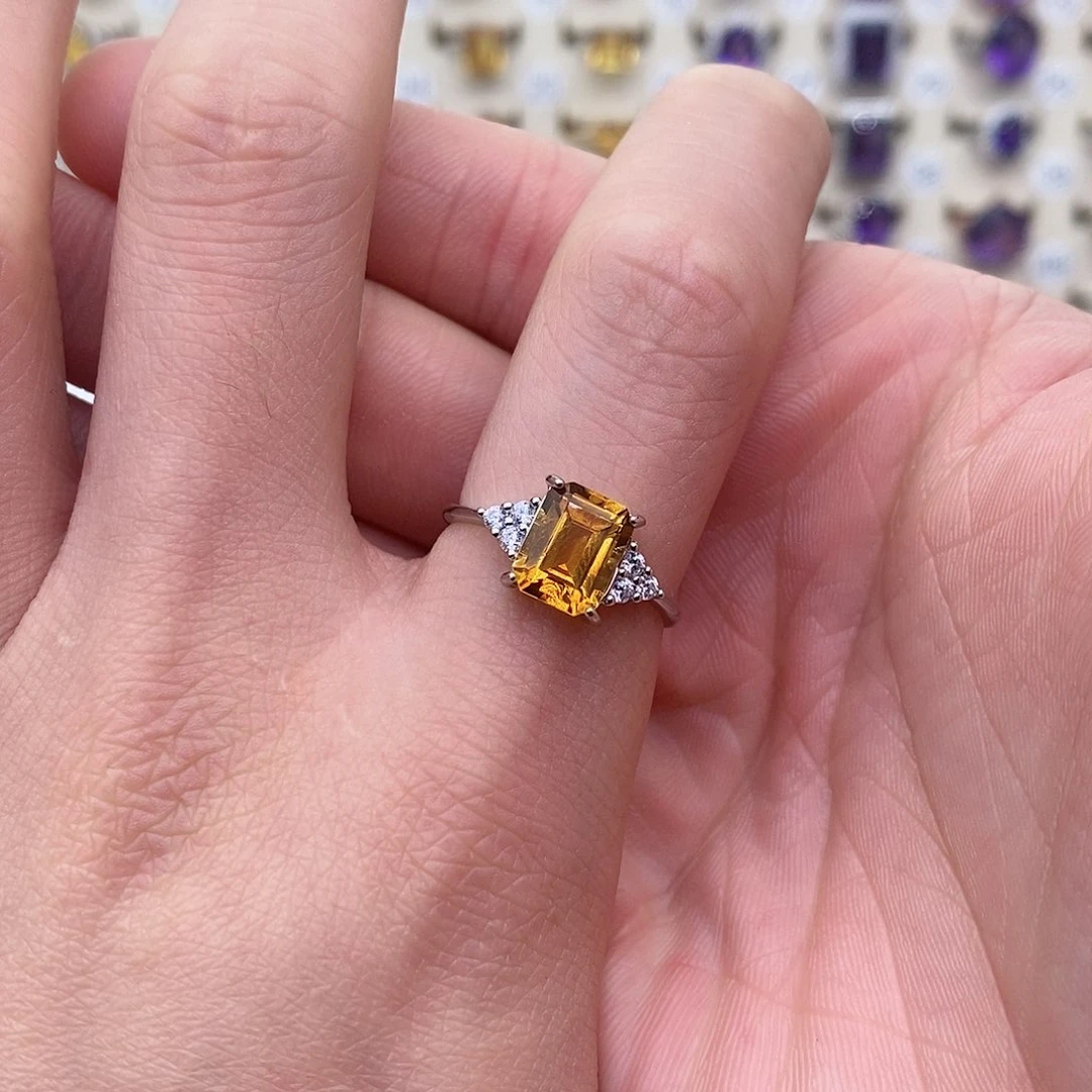 水晶纯天然黄水晶银S925镶嵌