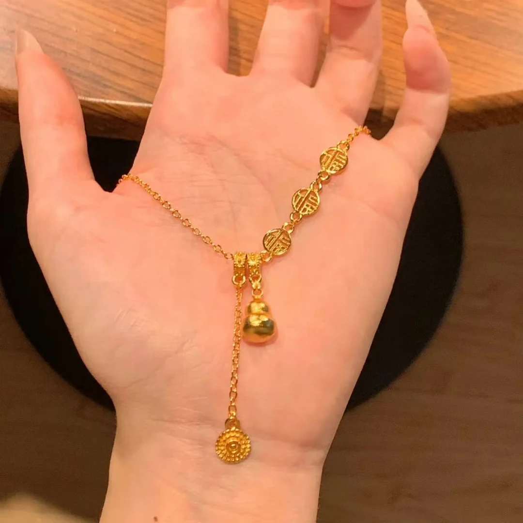 铜项链 金店同镀金招财福禄福星高照葫芦项链一体链古法高雅