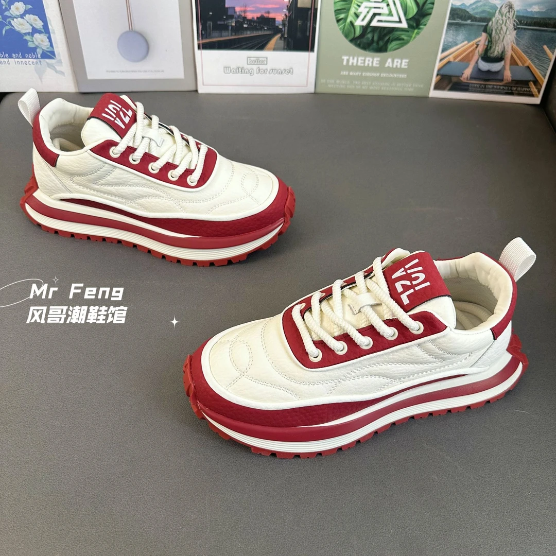 《广州潮品》33702单棉同款秋冬皮面软底舒适百搭跑步阿甘鞋运动鞋