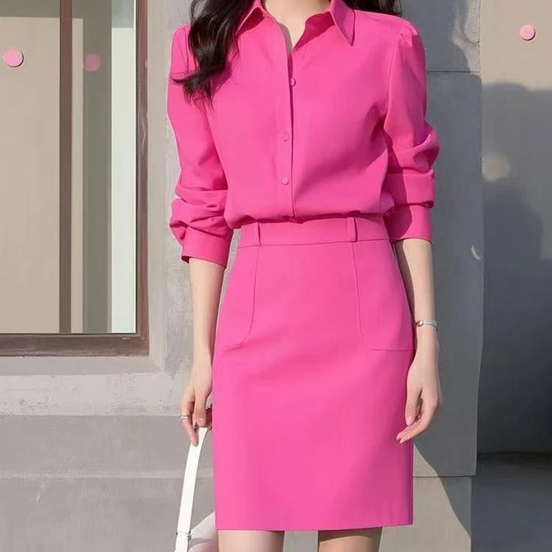 2025春秋新款小香风设计感收腰衬衫半身裙套装女气质高级感两件套