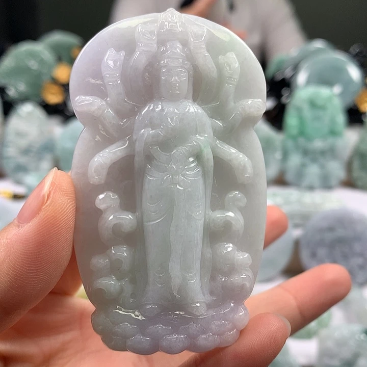 翡翠未镶嵌颈饰千手观音福利卡厚11+