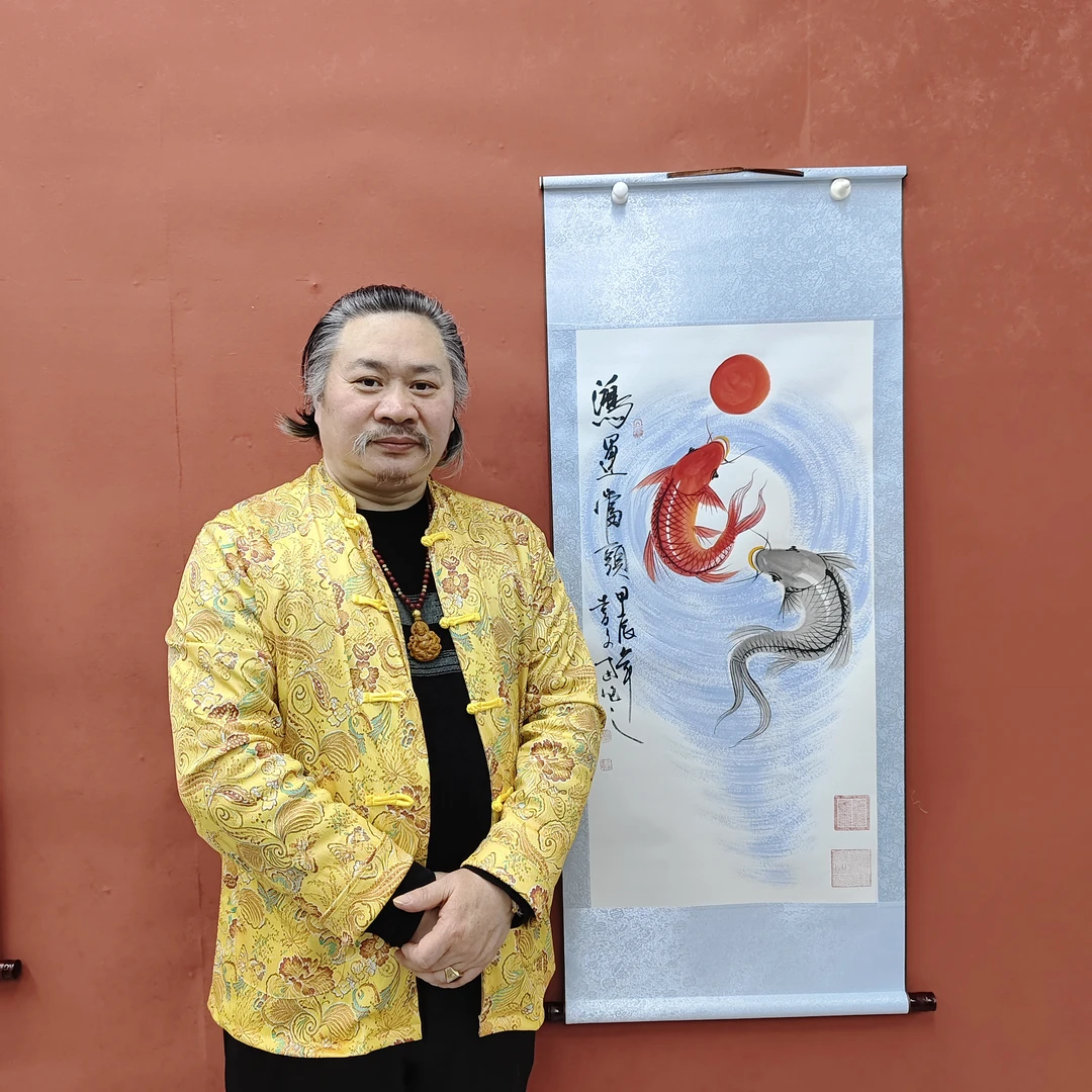 鱼形字鸿运当头|张文富三尺竖轴|130CM*50CM