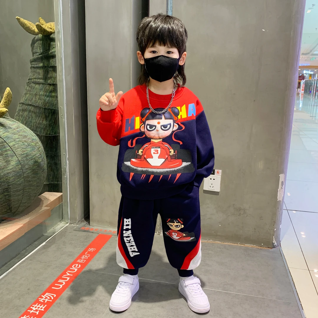 男童春款套装2025新款帅气男孩洋气宝宝网红儿童春秋季哪吒两件套