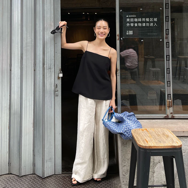 PURITY小众简约宽松小众夏季女亚麻巨显瘦极简高级休闲长裤阔腿裤