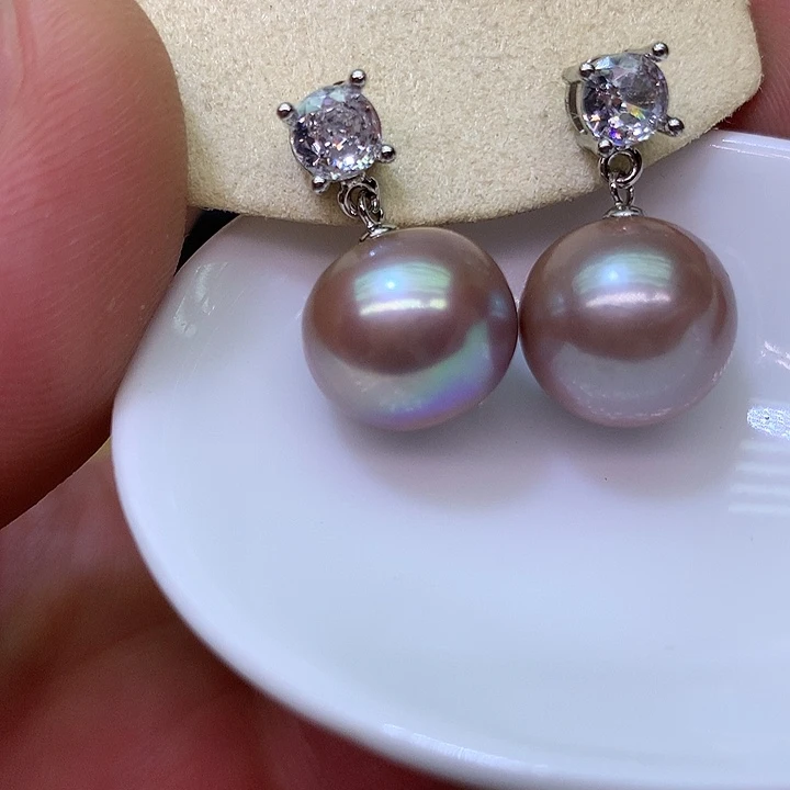 银S925镶嵌耳饰淡水珍珠