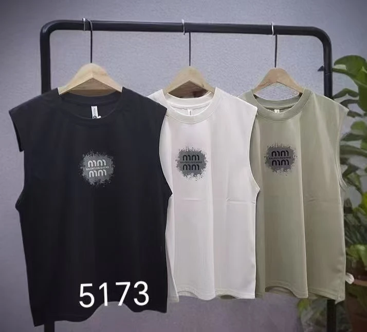5173时尚简约印花无袖圆领韩版背心