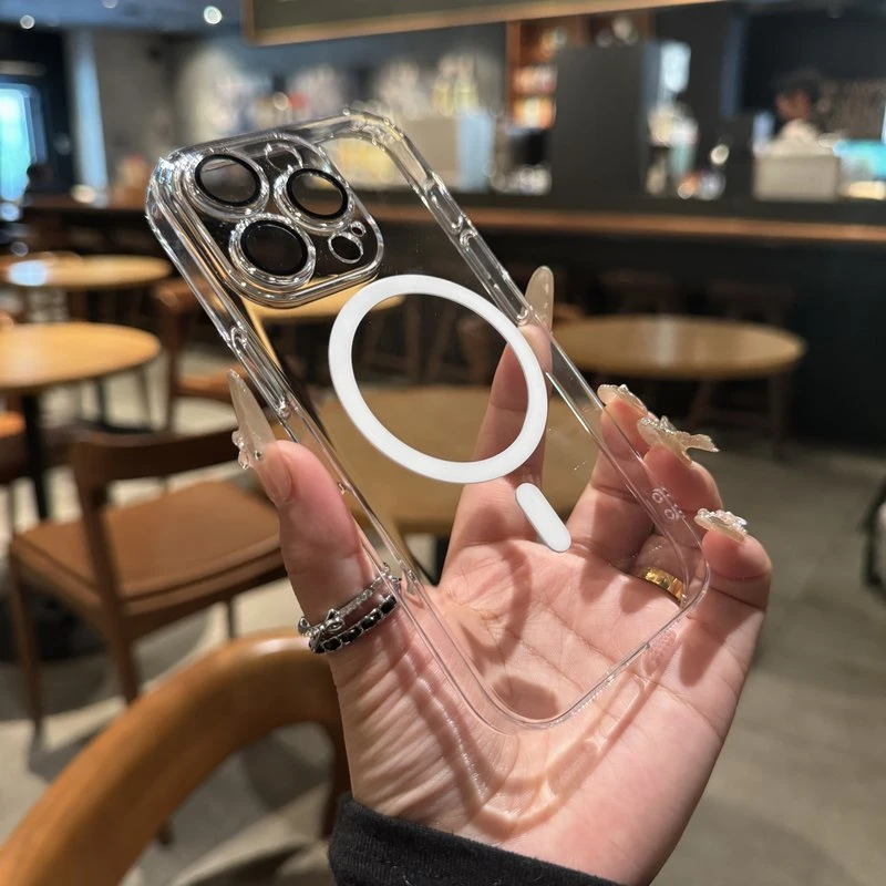 适用苹果16promax磁吸超薄手机壳15pro全包带镜头膜14/13透明硬12