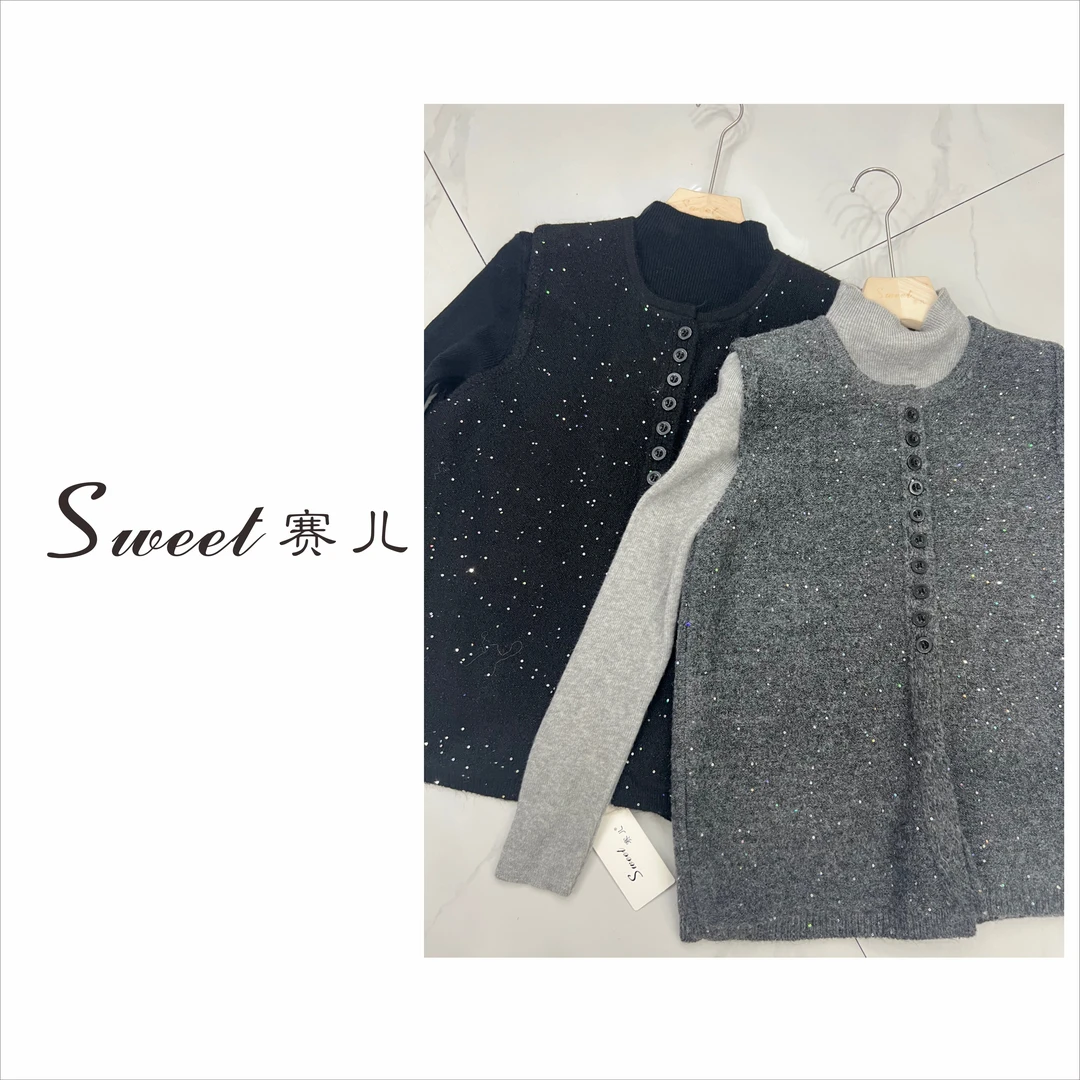 【静待花开】｛4930｝马甲针织毛衫