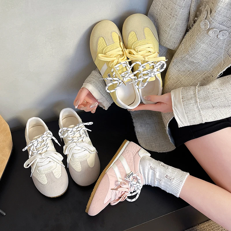 春夏新款软萌德训鞋时尚百搭轻便华夫鞋增高透气学生运动休闲鞋