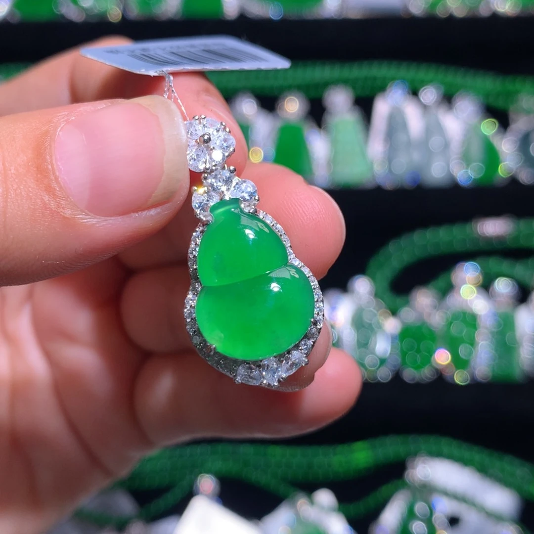 【闪购商品】翡翠银S925镶嵌颈饰天然翡翠