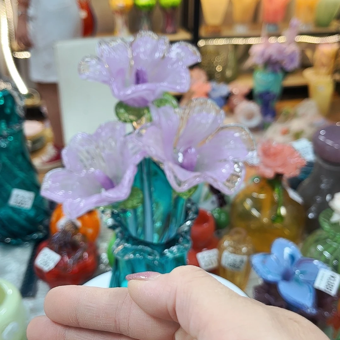 3朵紫花不含瓶 家悦琉璃花瓶摆件