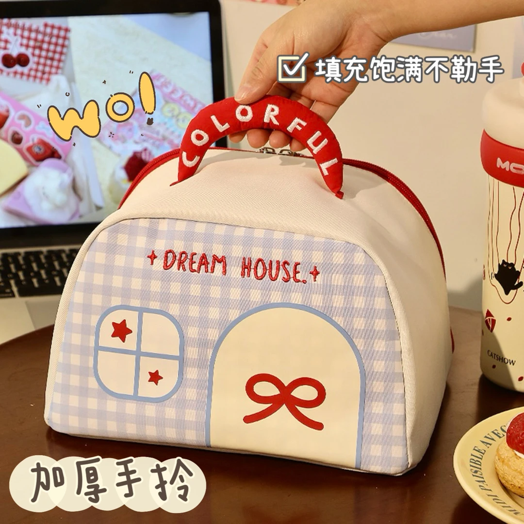 小房子多巴胺饭盒手提袋保温袋冷藏袋带饭包手提包便当袋加厚防水