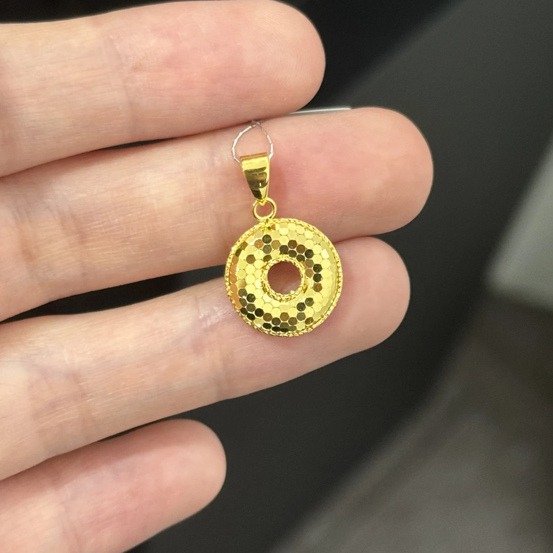 鱼鳞平安扣吊坠足金999