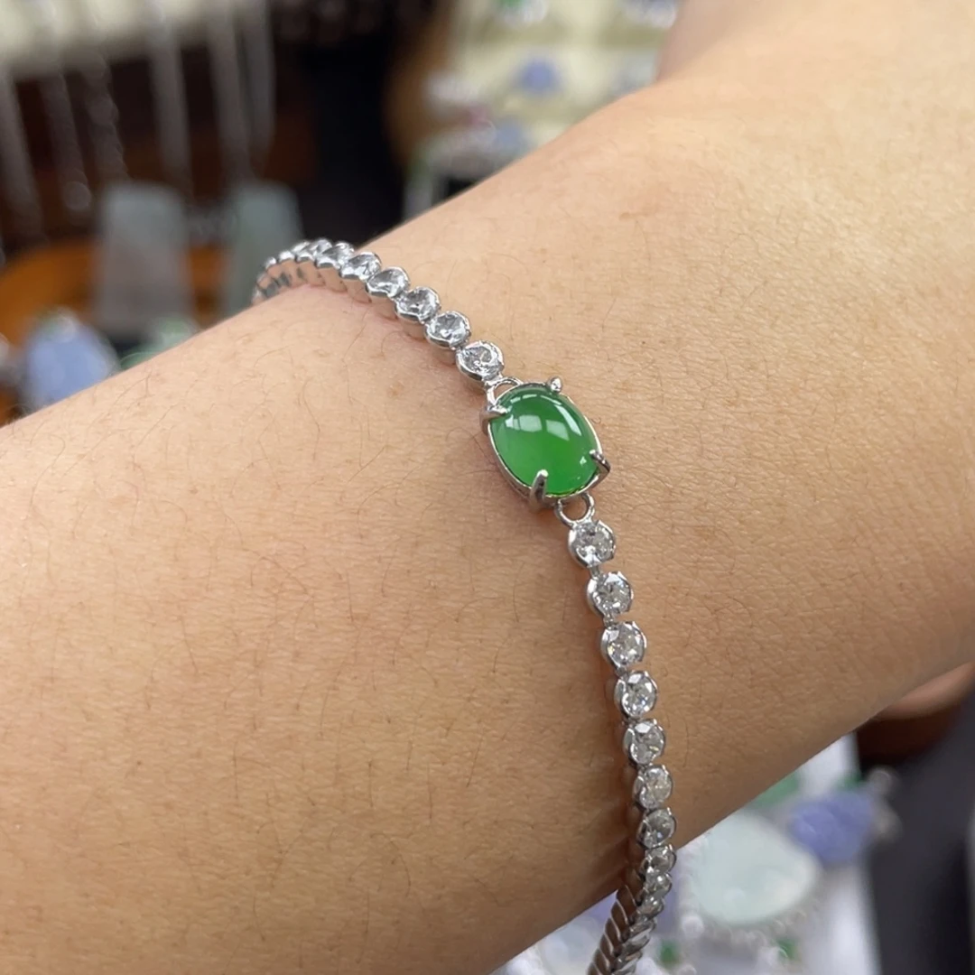 银S925镶嵌手链翡翠手链