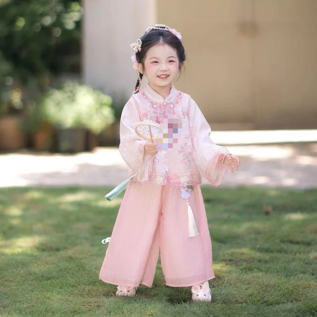 新款女童汉服套装秋季2025中秋节新中式秋装儿童国风超仙春秋唐装