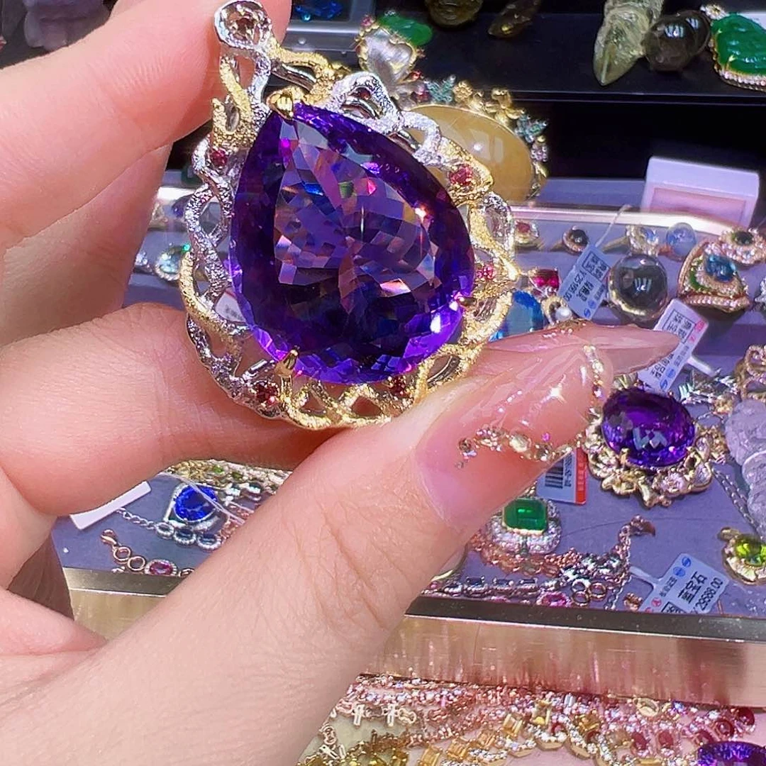 紫水晶银S925镶嵌水晶