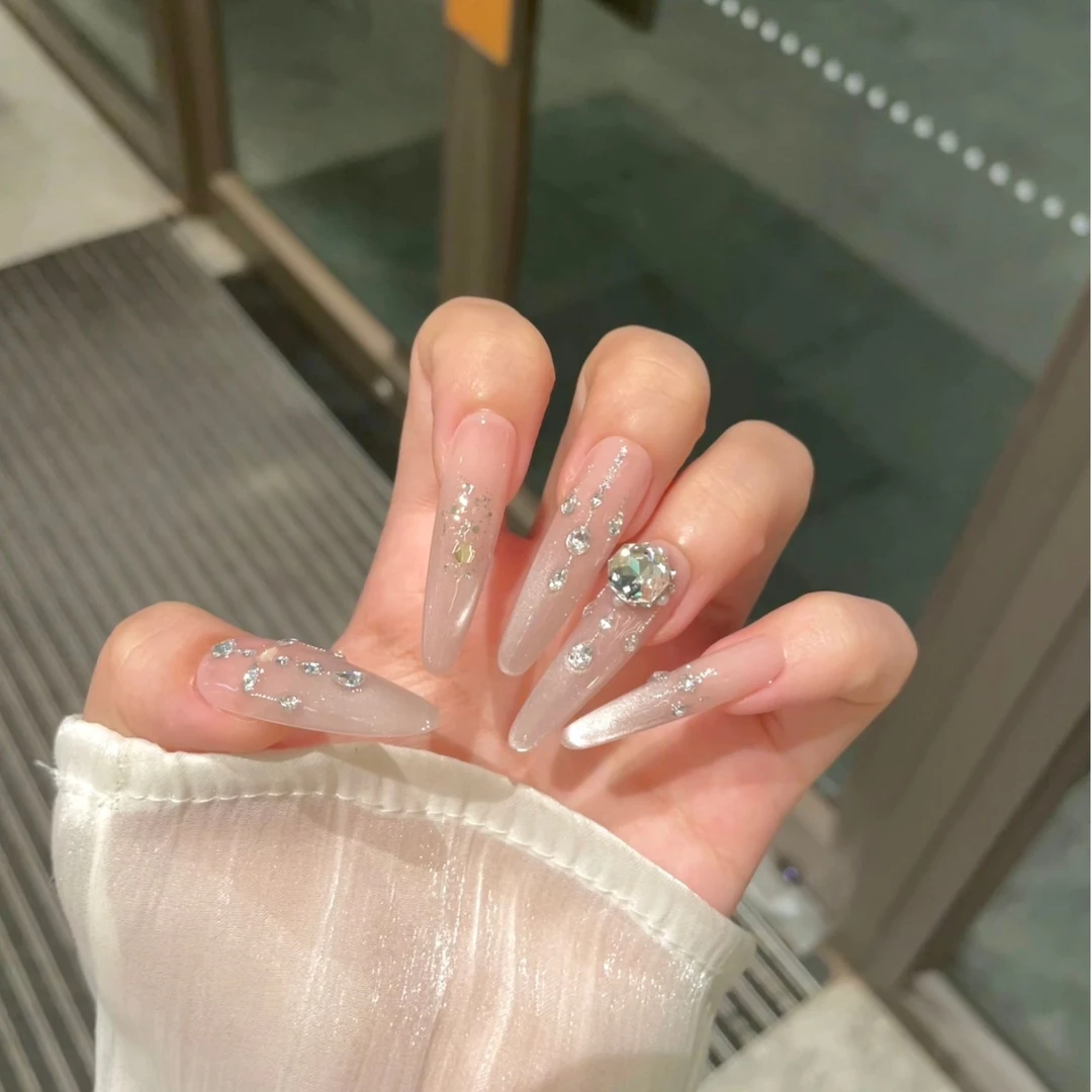 【鎏金岁月】闪亮猫眼纯手工穿戴甲显白气质高级穿戴甲
