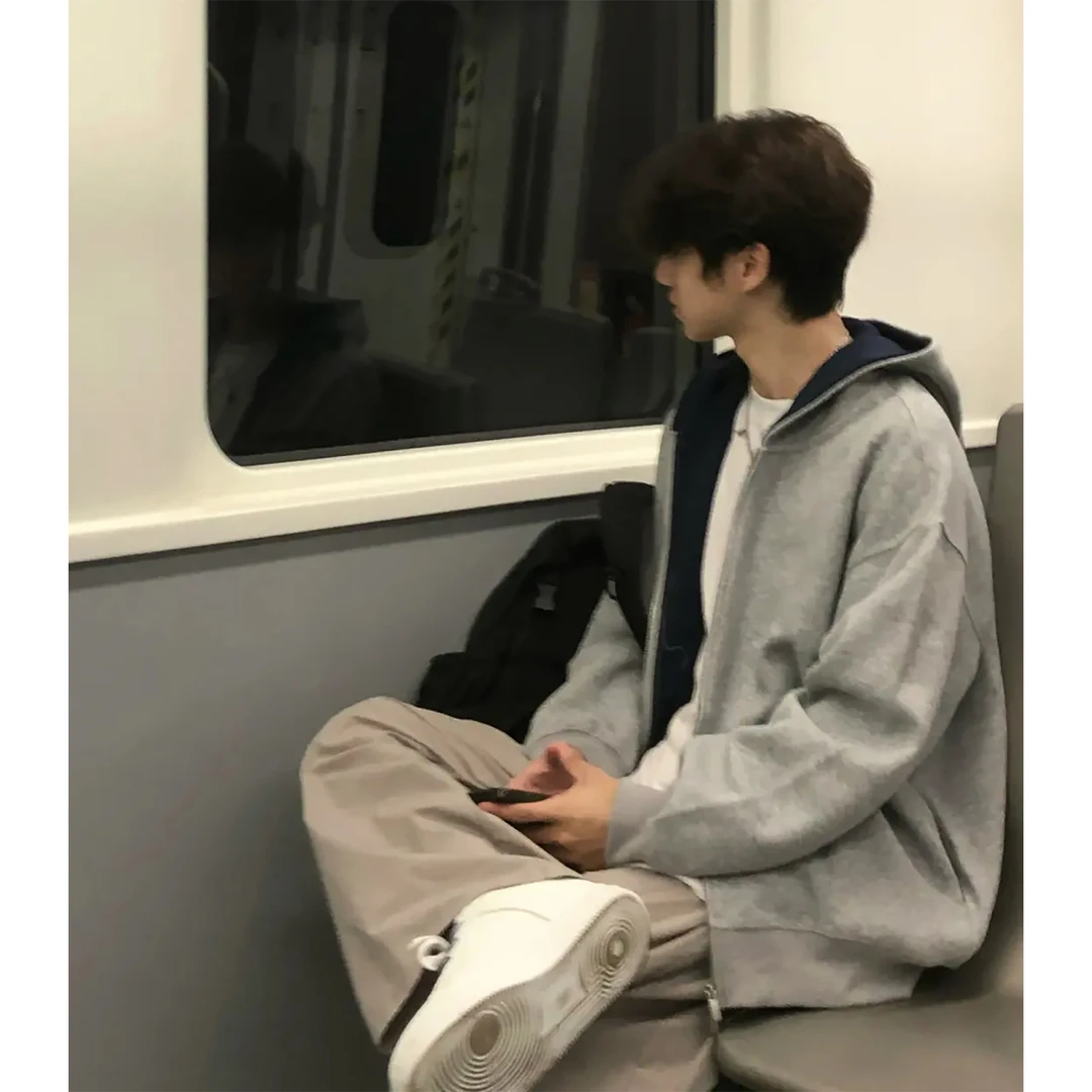 美式简约基础款撞色连帽卫衣男女秋冬季潮牌宽松休闲情侣开衫外套