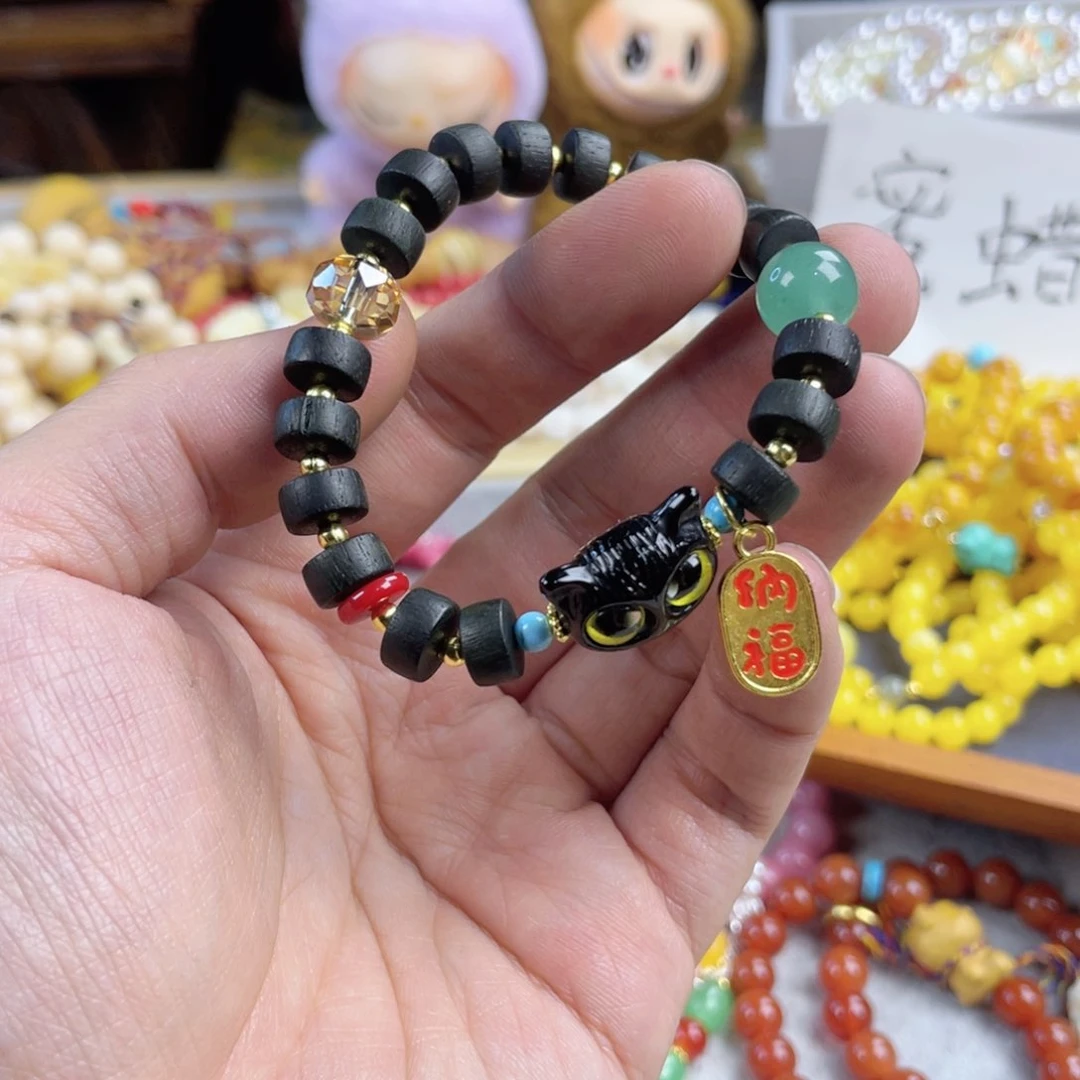 檀香紫檀（小叶紫檀）手串银S925镀金镶嵌