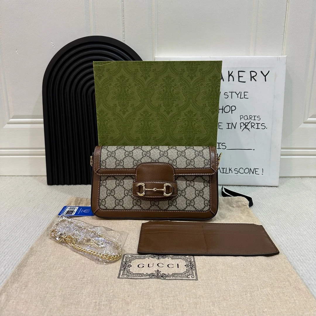 99新 GUCCI/古驰 【蔡包紫】老花1955马衔扣二合一
