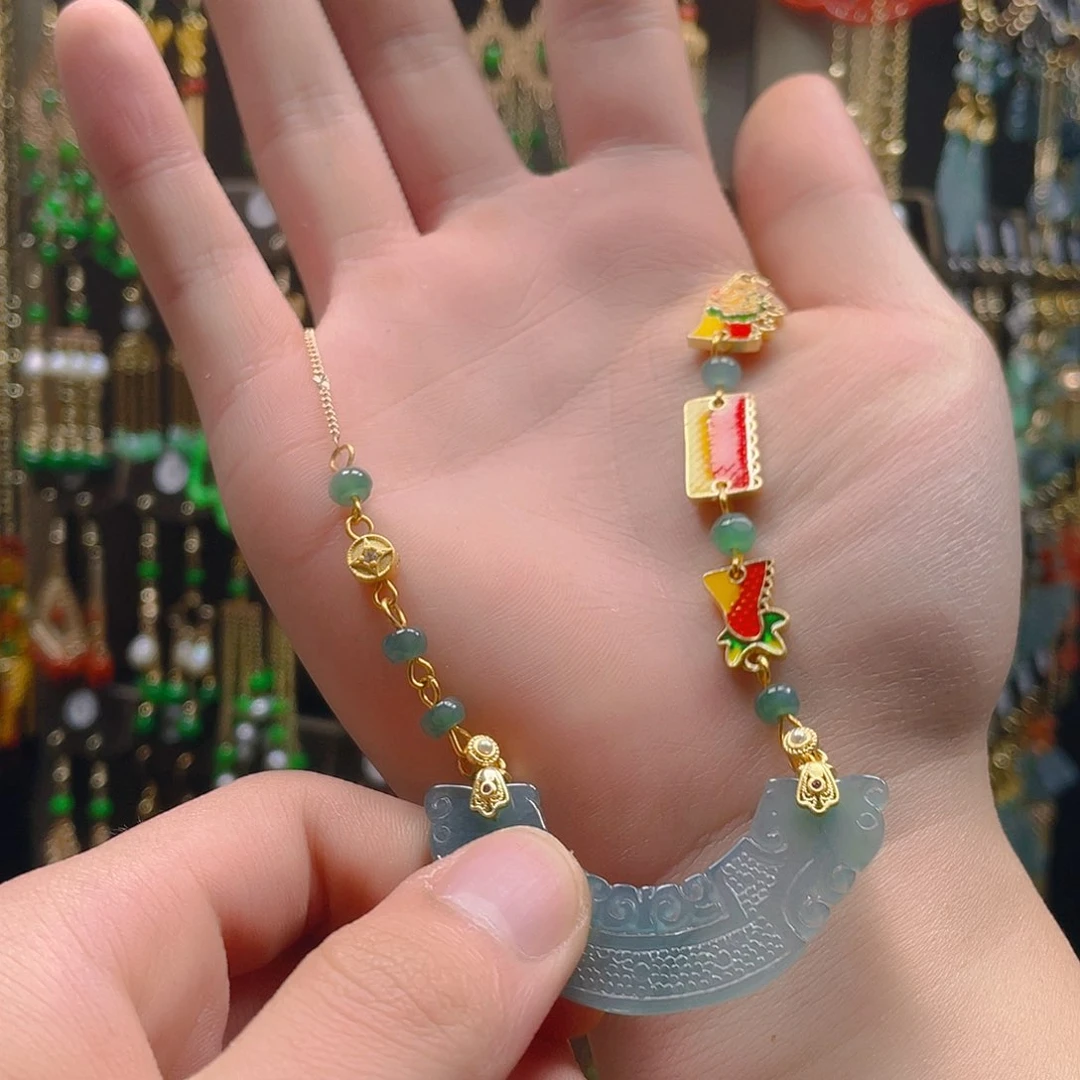 翡翠耳饰合金翡翠