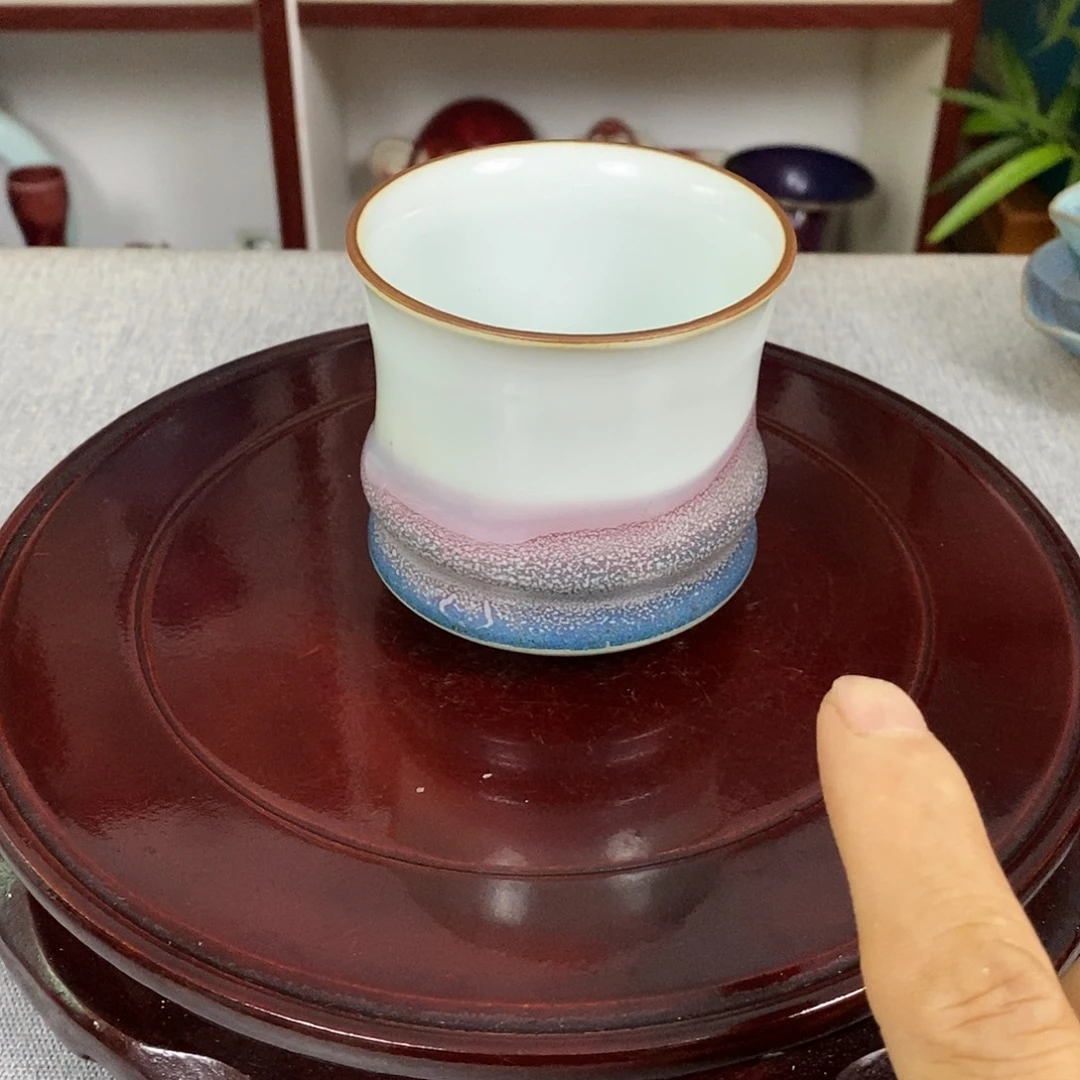 杯钧瓷主人竹节杯手拉胚高温窑变
