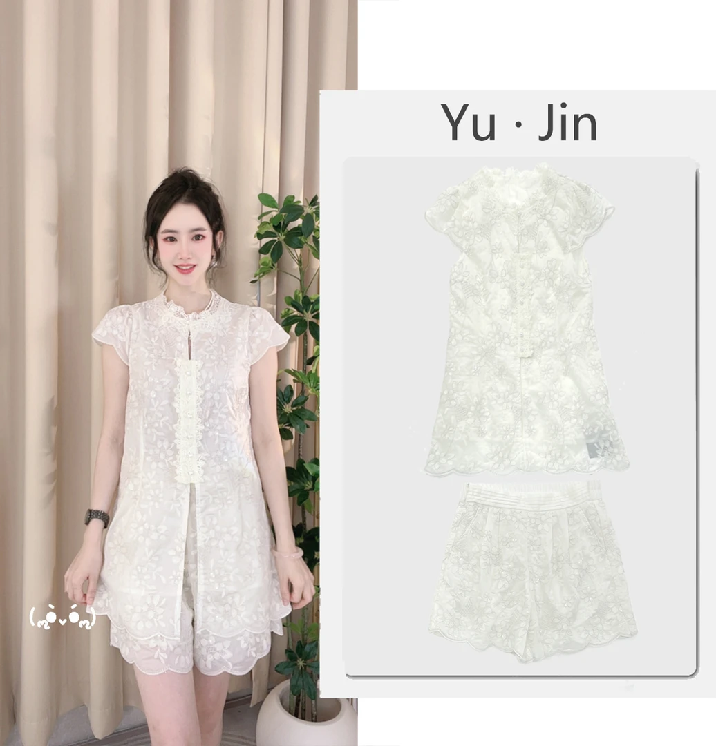 【婀娜】中国风时尚套装法式礼服碎花设计师气质显瘦套装