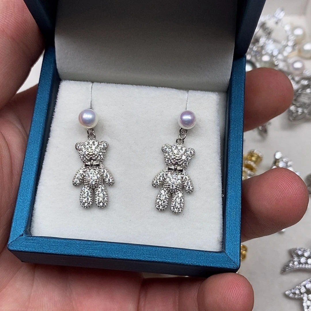 耳饰银S925镶嵌海水珍珠