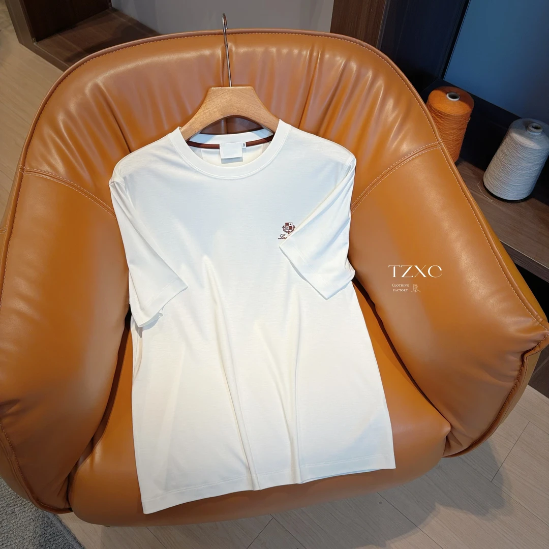 【25358-BL】高奢男装 2025春夏新款男士休闲时尚简约圆领短袖T恤