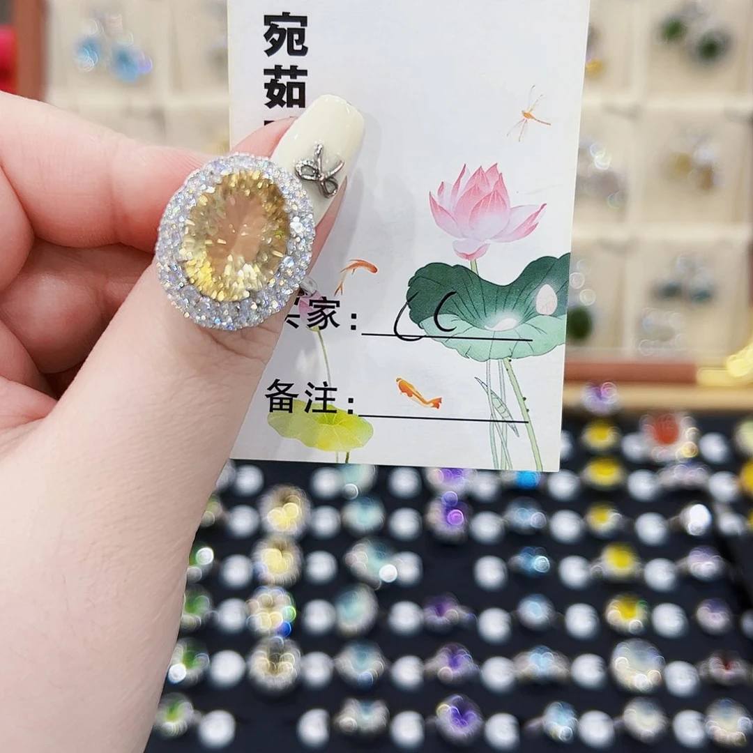 ****C水晶戒指银S925镶嵌